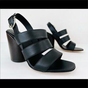 Salvatore Ferragamo Trezze 85mm Block Heel Slingback Leather Sandals Size 7.5